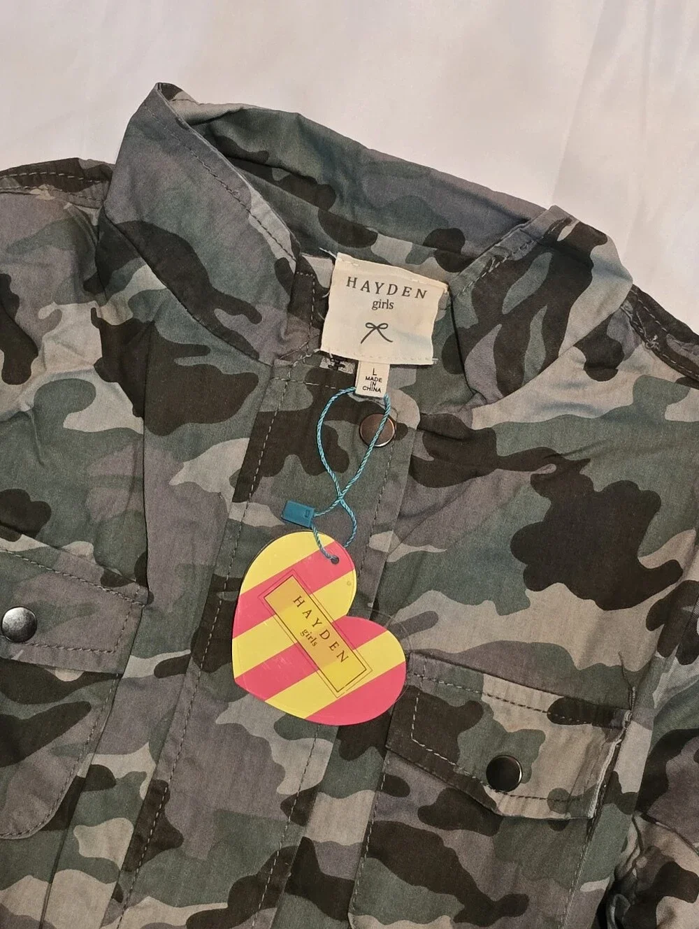 Hayden Girls Camouflage Utility Jacket - Green/Brown/Black Size Large